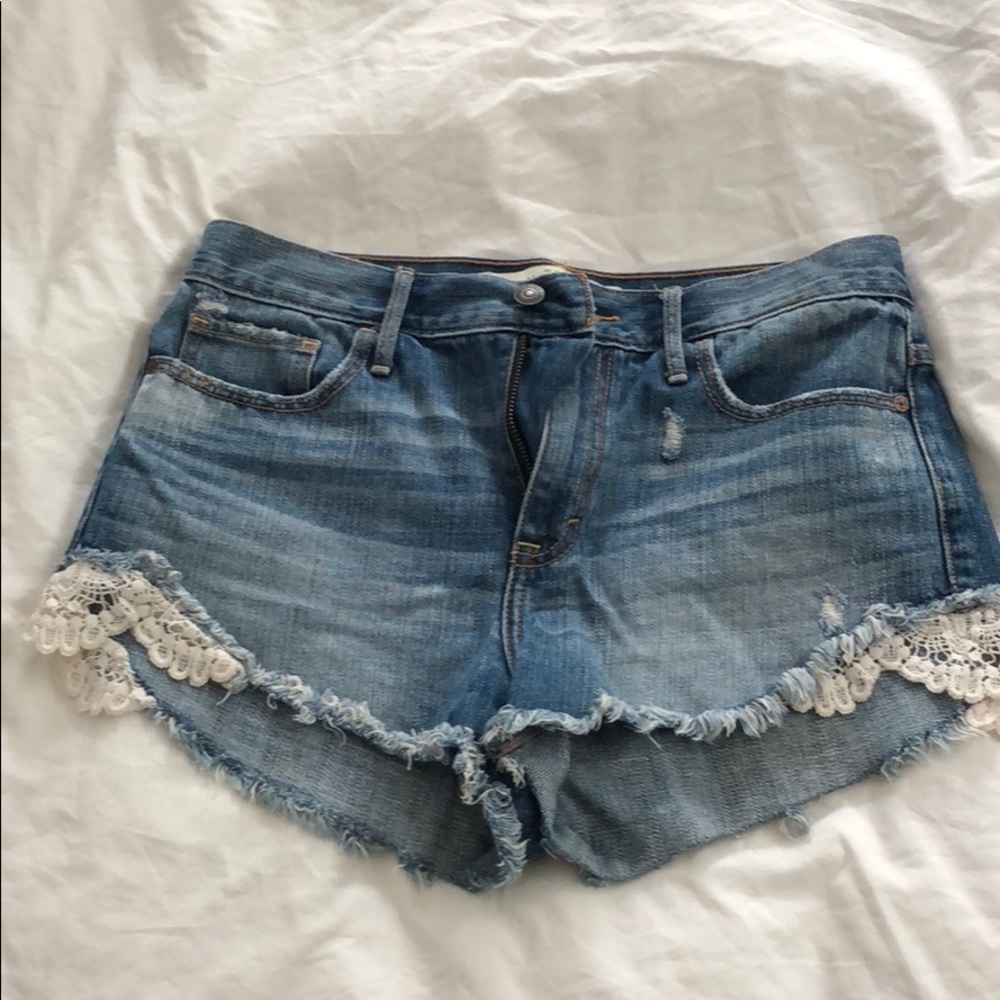 Abercrombie & Fitch lace side denim shorts